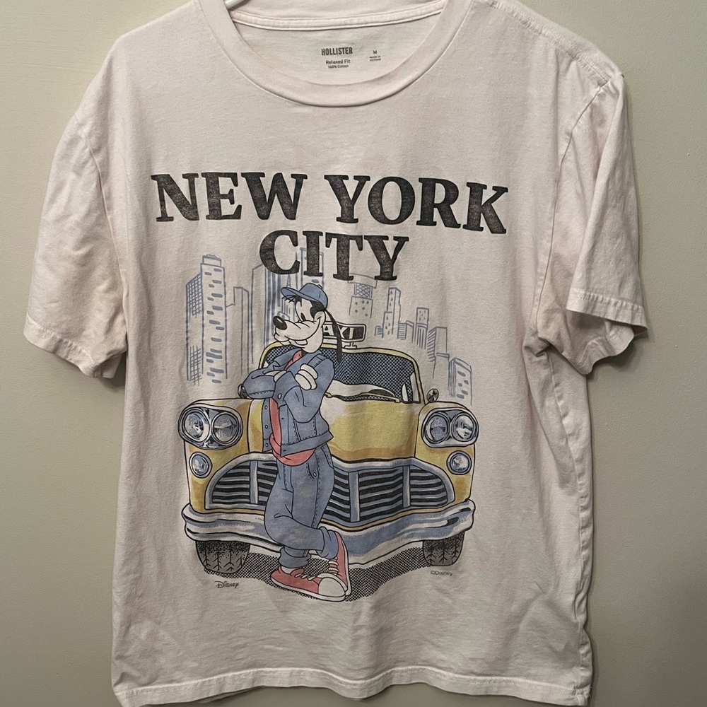 Hollister Disney Goofy Taxi Men's Size Medium Relaxed Fit T-Shirt RARE